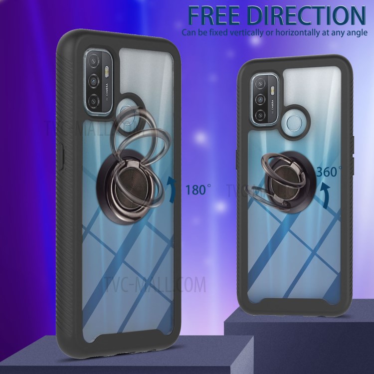 Kickstand Design Full Coverage TPU + PC Hybrid Phone Cover Case for Oppo A53 5G - Black-4