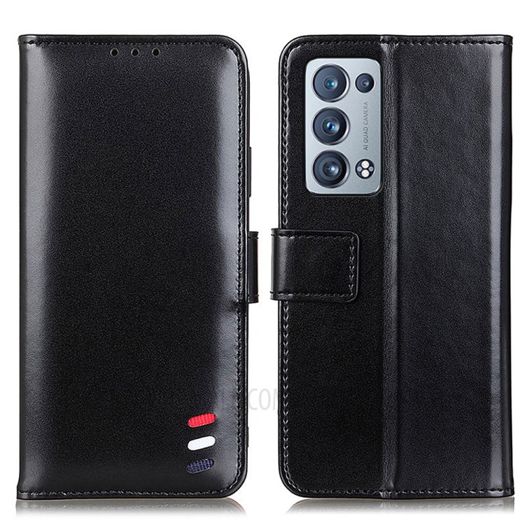 PU Leather Cover with Wallet & Stand Design Mobile Phone Case for Oppo Reno6 Pro+ 5G - Black-1