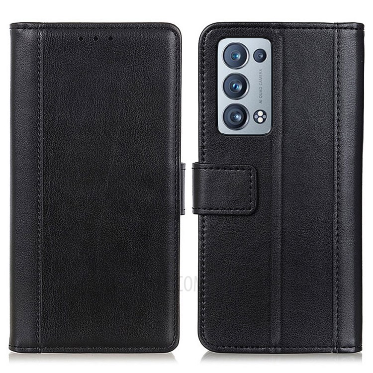 For Oppo Reno6 Pro+ 5G Wallet Design Leather Phone Stand Cover Full Protection Case - Black-1