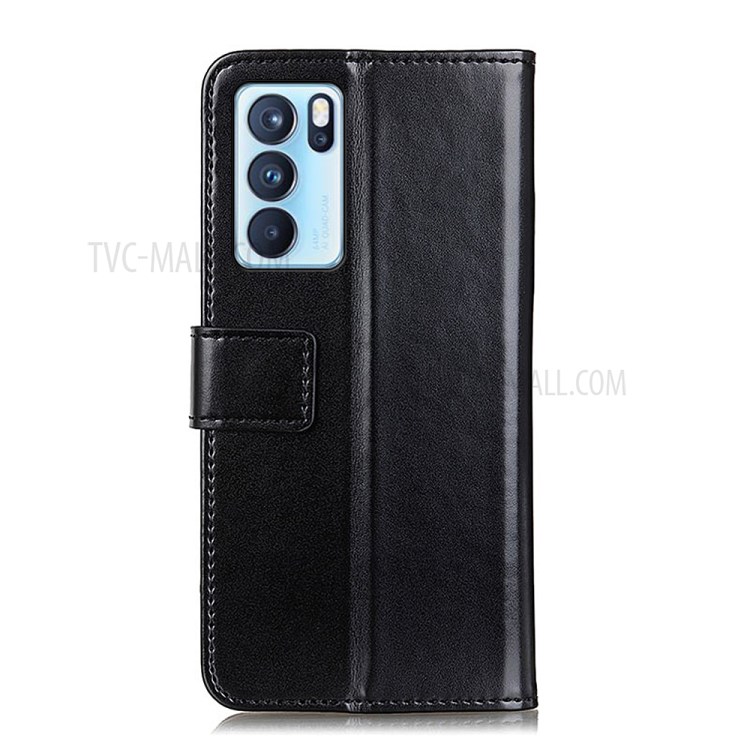 Full Coverage PU Leather Shell with Wallet & Stand Design Mobile Phone Case for Oppo Reno6 Pro 5G - Black-3