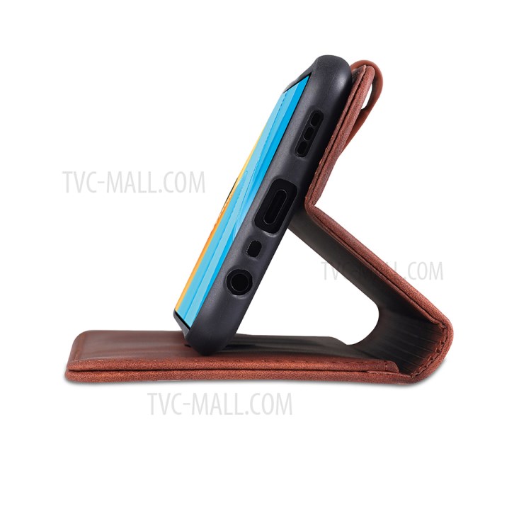 AZNS PU Leather Phone Cover Shell with Stand for OPPO A15/A35(4G) - Brown-10