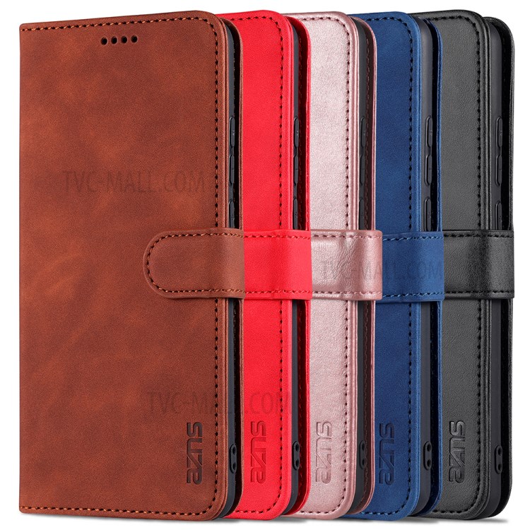 AZNS PU Leather Phone Cover Shell with Stand for OPPO A15/A35(4G) - Brown-11
