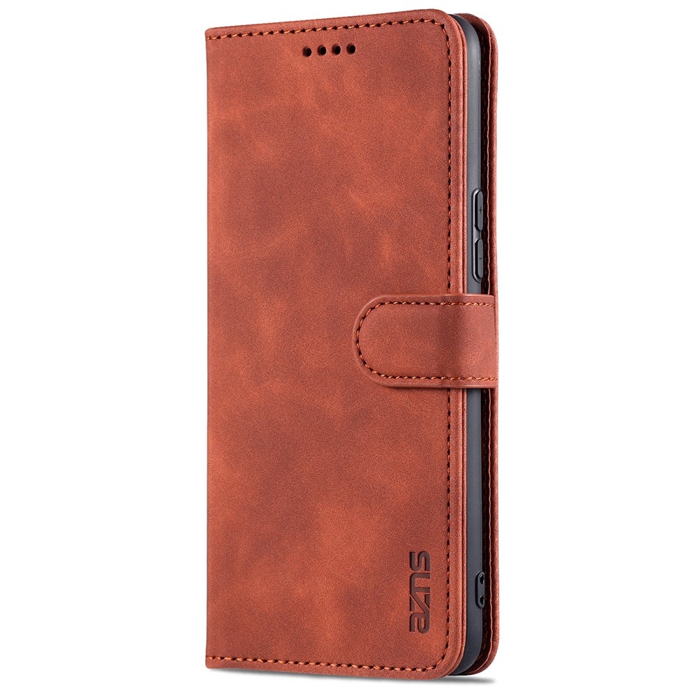 AZNS PU Leather Phone Protective Cover Wallet Stand Design for vivo Y73s/S7e 5G - Brown-2