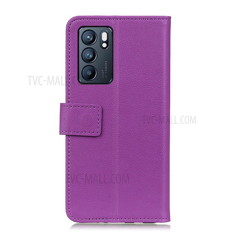 Wallet Leather Phone Folio Casing with Stand Design for Oppo Reno6 5G - Purple-10