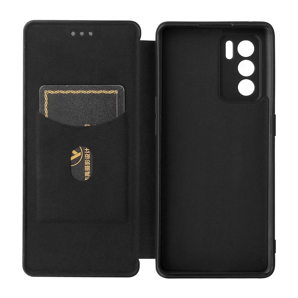 Auto-absorbed Carbon Fiber Texture Stand Design Case for Oppo Reno6 Pro 5G - Black-4
