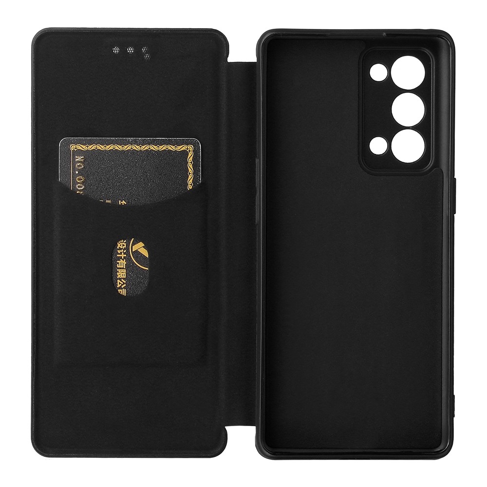 Carbon Fiber Texture Auto-absorbed Cell Phone Protective Stand Case for Oppo Reno6 Pro+ 5G - Black-4