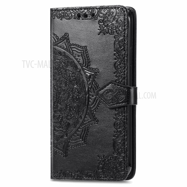 Big Butterfly Imprinting Leather Wallet Protective Phone Shell with Stand Design for Oppo F19 - Black-11
