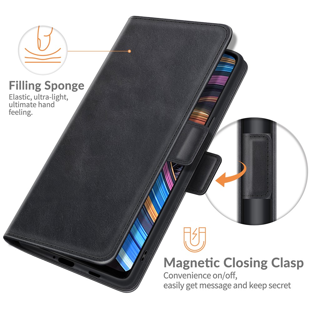 Cowhide Pattern Leather Stand Folio Flip Magnetic Cover for Realme X7 Pro Ultra / X7 Pro - Black-3