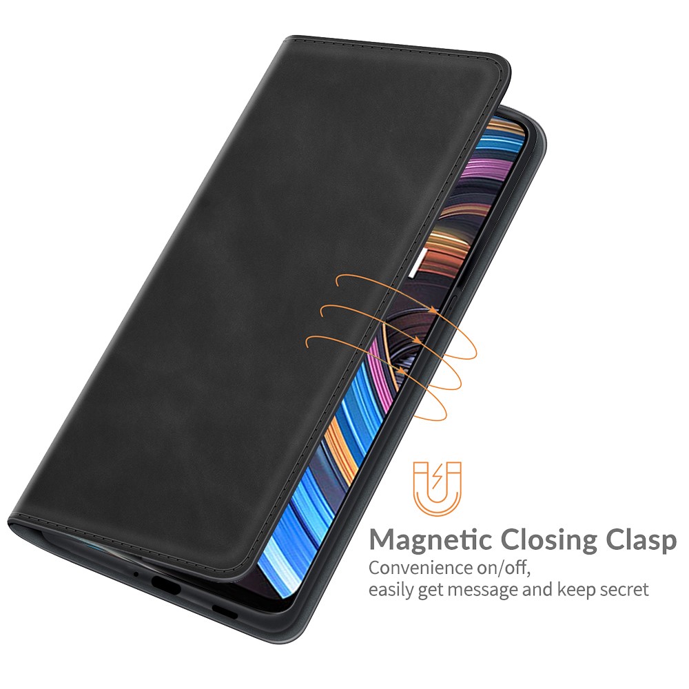 All-Round Protection Magnetic Clasp Skin-touch Leather Wallet Case for Realme X7 Pro Ultra / X7 Pro - Black-3