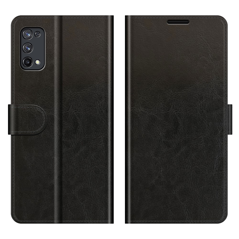 Crazy Horse Texture Folio Flap Wallet Design Leather Stand Case for Realme X7 Pro Ultra / Realme X7 Pro - Black-1