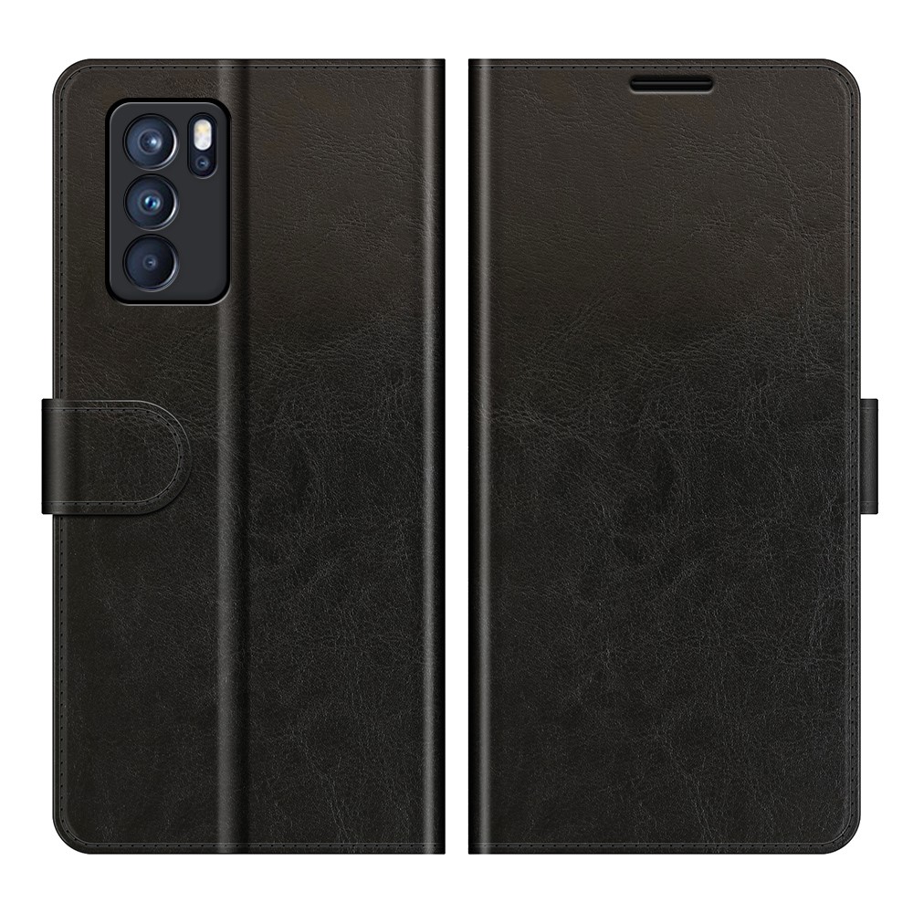 TPU Soft Tpu Crazy Horse Texture Leather Willet Case Con Soporte Para Oppo Reno6 Pro 5G (MediaTek) - Negro