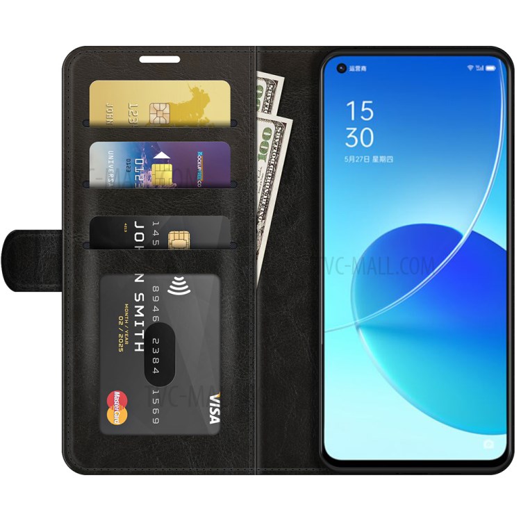 Magnetic Retro Crazy Horse Texture Horizontal Flip Leather Case for Oppo Reno6 5G - Black-2