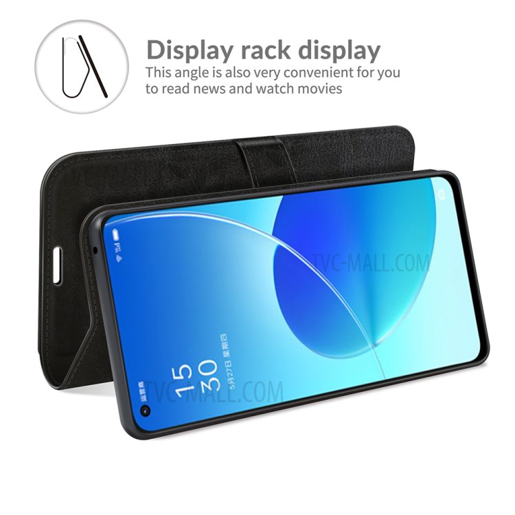 Magnetic Retro Crazy Horse Texture Horizontal Flip Leather Case for Oppo Reno6 5G - Black-4