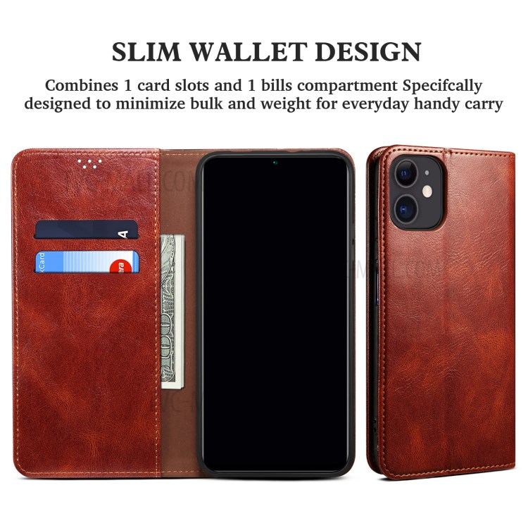 Leisure Waxy Crazy Horse Texture Protector Case TPU + PU Leather Cover for Oppo A55 5G/A53s 5G - Red-4
