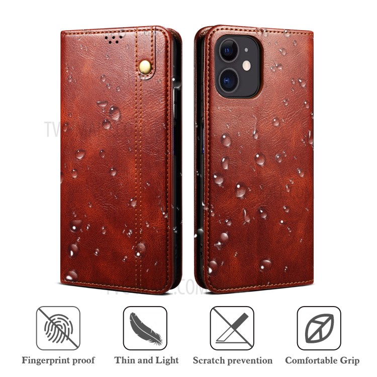 Leisure Waxy Crazy Horse Texture Protector Case TPU + PU Leather Cover for Oppo A55 5G/A53s 5G - Red-8