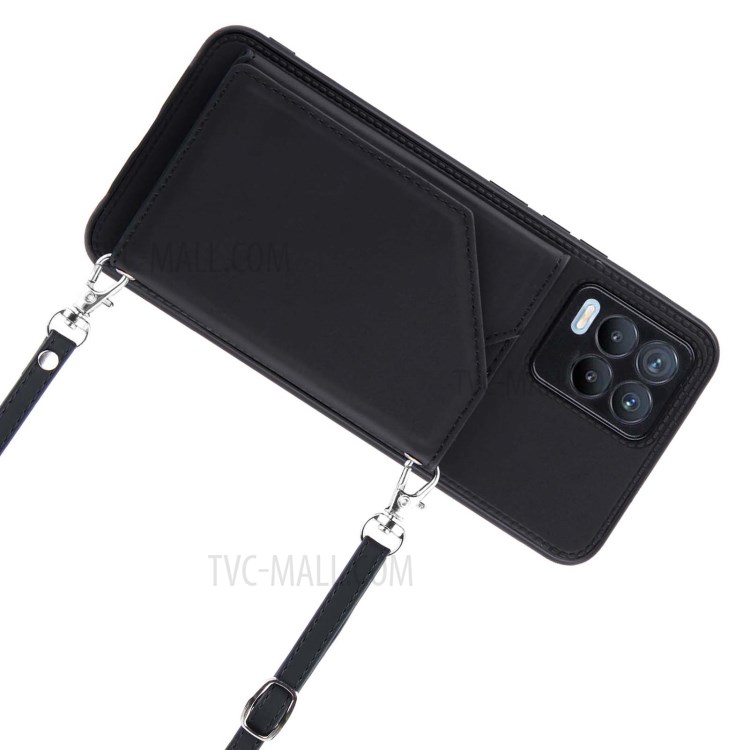 PU Leather Phone Case Protector with Kickstand and Card Holder for Realme 8 / Realme 8 Pro - Black-6