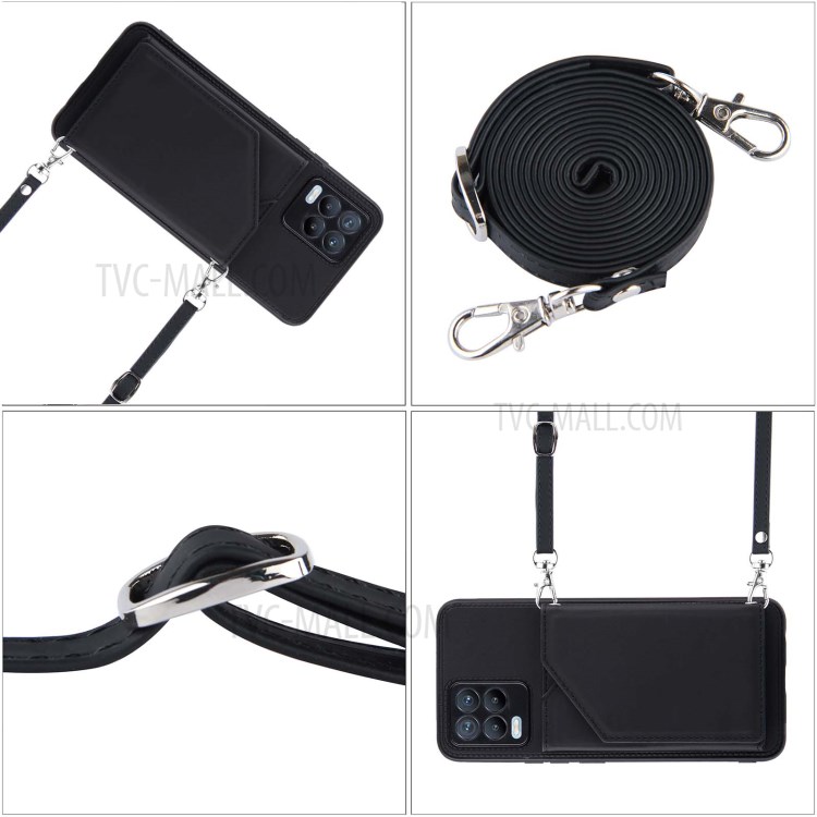 PU Leather Phone Case Protector with Kickstand and Card Holder for Realme 8 / Realme 8 Pro - Black-7