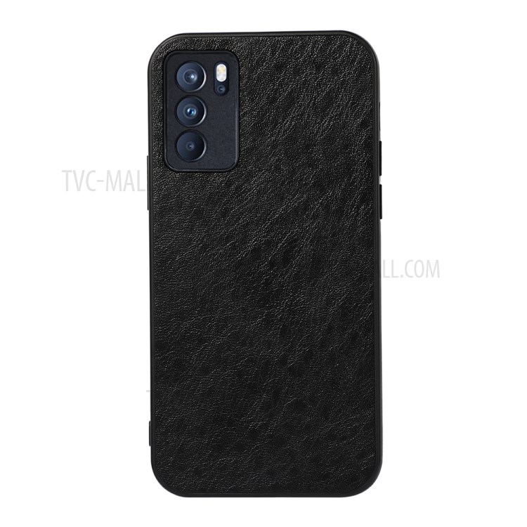 Crazy Horse Texture PU Leather Coated PC+TPU Phone Back Cover Full Protection Shell for Oppo Reno6 Pro 5G - Black-1