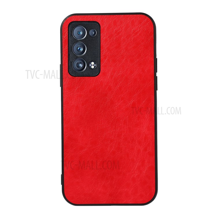 Crazy Horse Texture PU Leather Coated PC+TPU Mobile Phone Back Cover Shell for Oppo Reno6 Pro+ 5G - Red-1