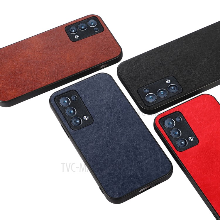 Crazy Horse Texture PU Leather Coated PC+TPU Mobile Phone Back Cover Shell for Oppo Reno6 Pro+ 5G - Red-3