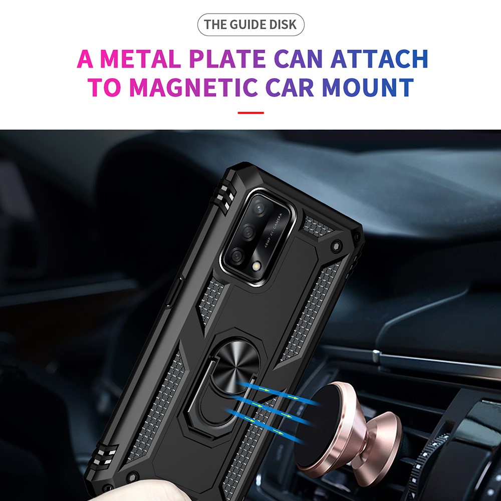 Military Grade Hybrid Hard PC + Soft TPU Heavy Duty Shockproof Protective Phone Case for Oppo A74 4G / Oppo F19 - Black-5