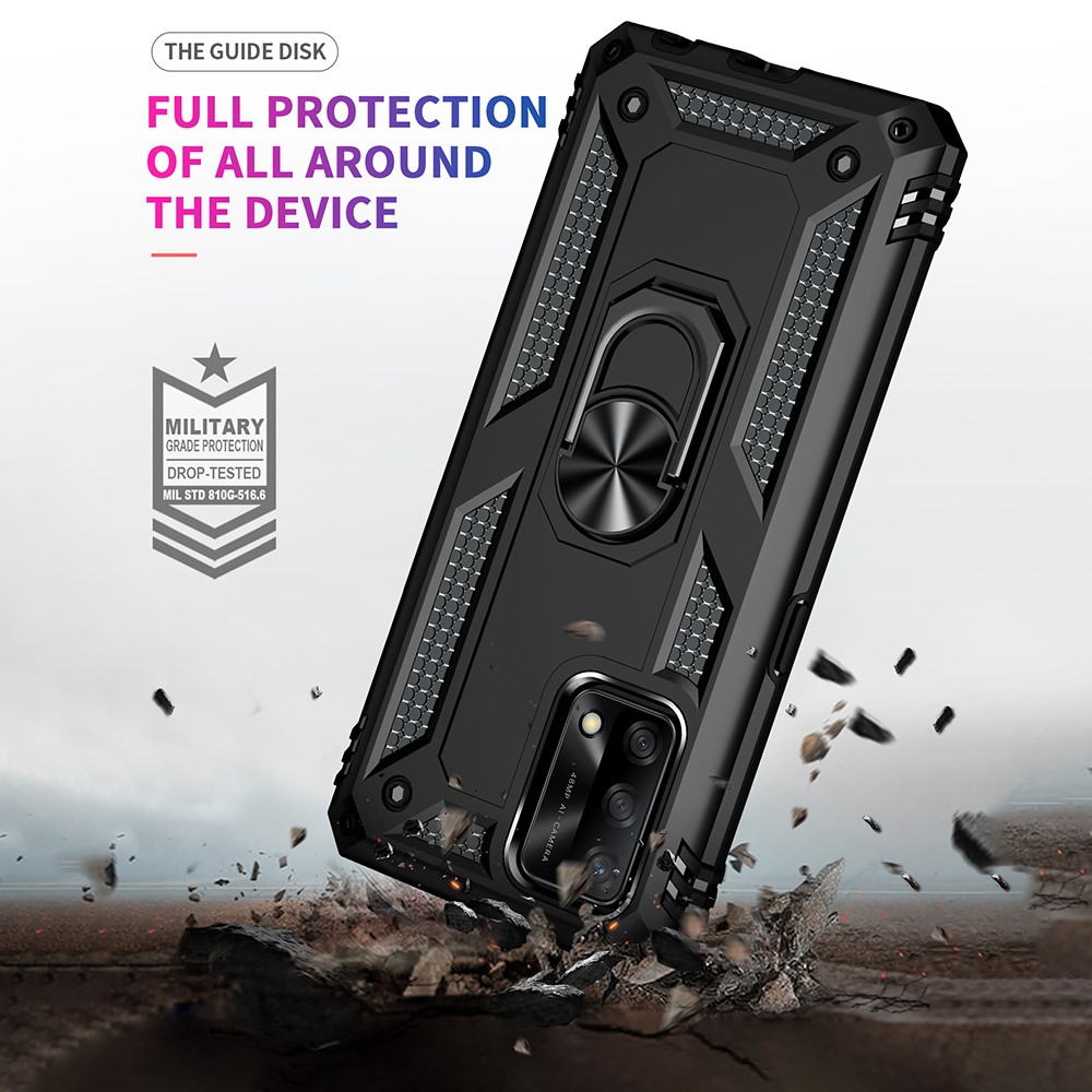 Military Grade Hybrid Hard PC + Soft TPU Heavy Duty Shockproof Protective Phone Case for Oppo A74 4G / Oppo F19 - Black-6