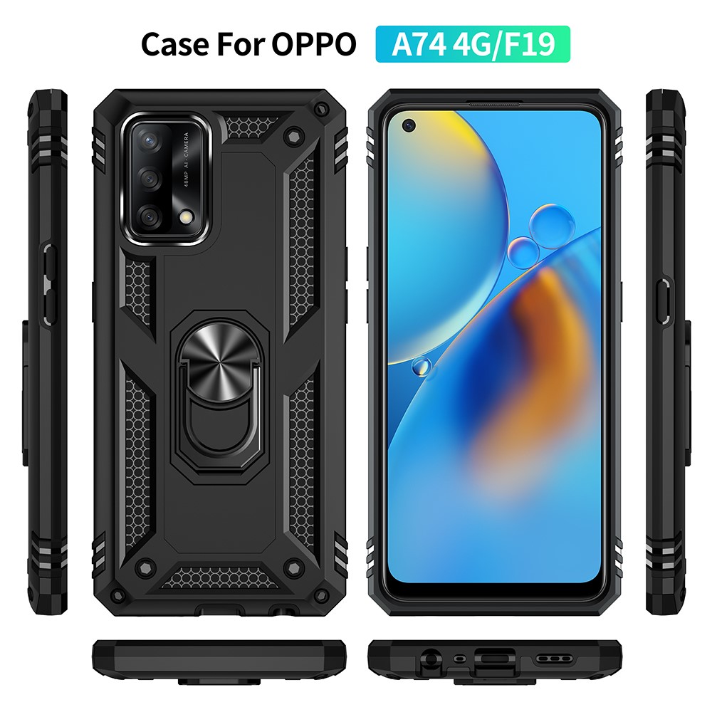 Military Grade Hybrid Hard PC + Soft TPU Heavy Duty Shockproof Protective Phone Case for Oppo A74 4G / Oppo F19 - Black-8