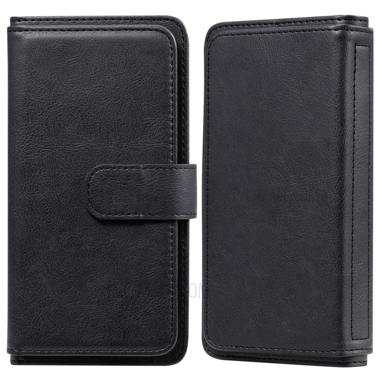 Multi-function 10 Card Slots Wallet Cover for Oppo Reno5 Pro 5G Case - Black-1