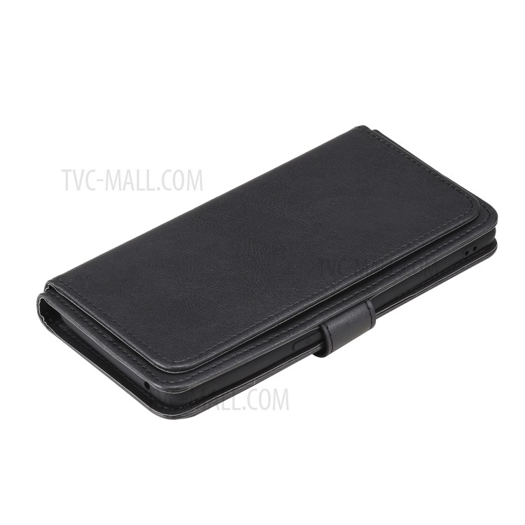 Multi-function 10 Card Slots Wallet Cover for Oppo Reno5 Pro 5G Case - Black-13
