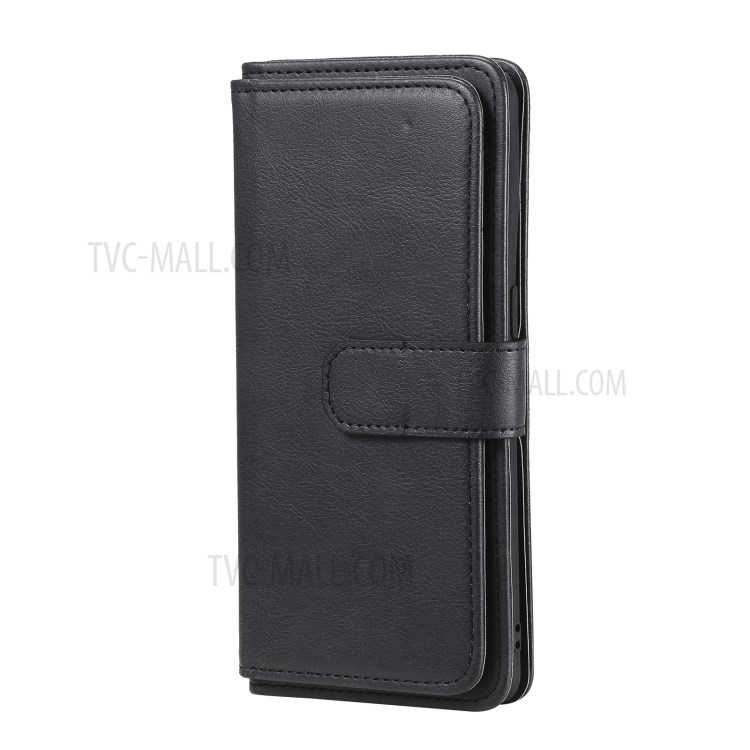 Multi-function 10 Card Slots Wallet Cover for Oppo Reno5 Pro 5G Case - Black-3