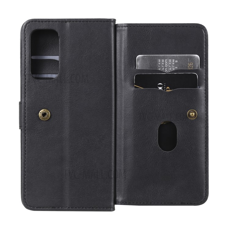 Multi-function 10 Card Slots Wallet Cover for Oppo Reno5 Pro 5G Case - Black-9