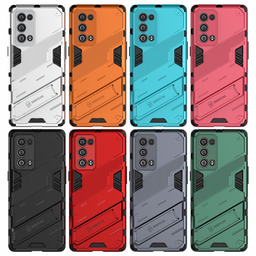 Heavy Duty Hybrid PC + TPU Combo Phone Case Cover with Kickstand for Oppo Reno6 Pro+ 5G - Black-10