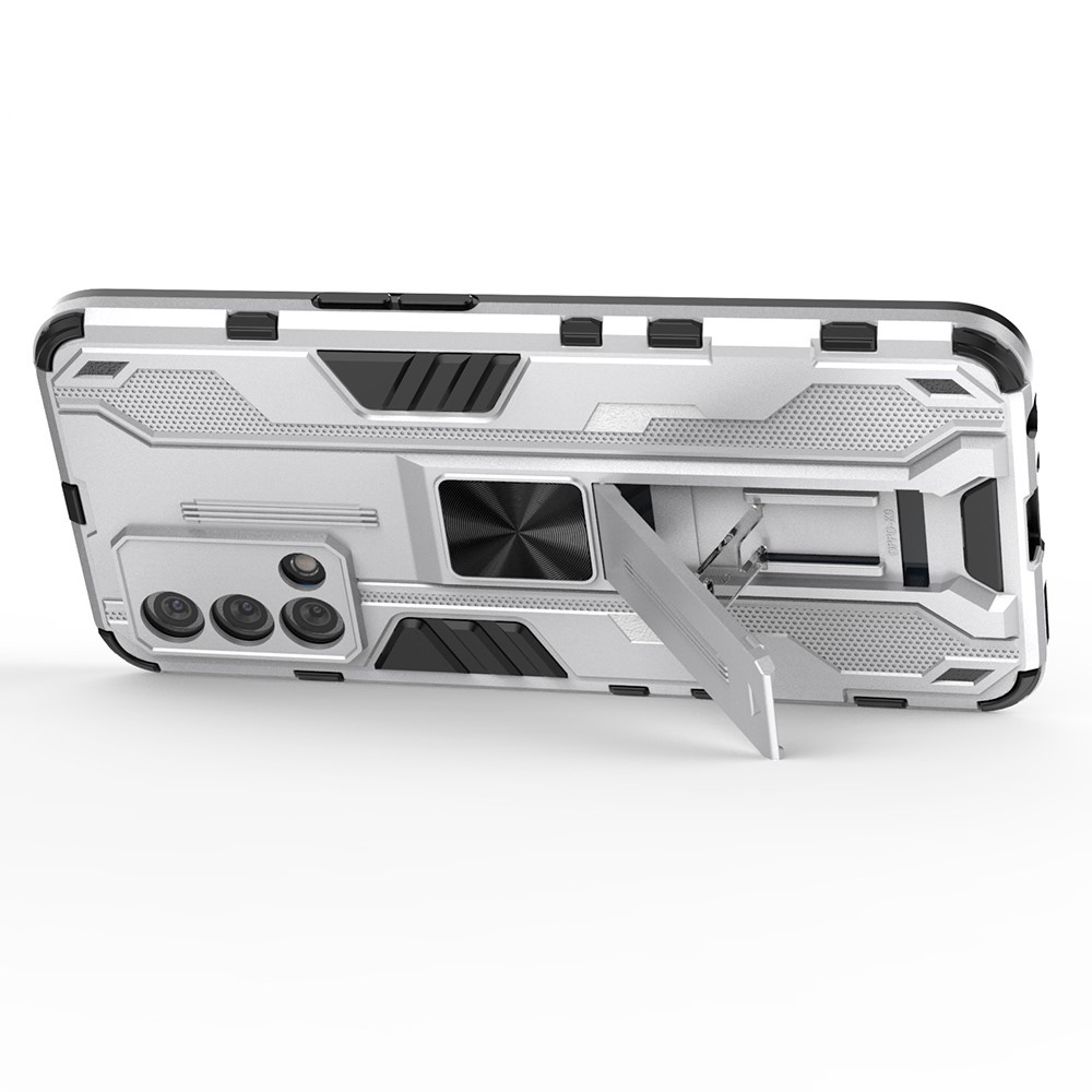 Crash-proof PC + TPU Hybrid Phone Case Protective Cover with Kickstand for Oppo K9 - Silver-3