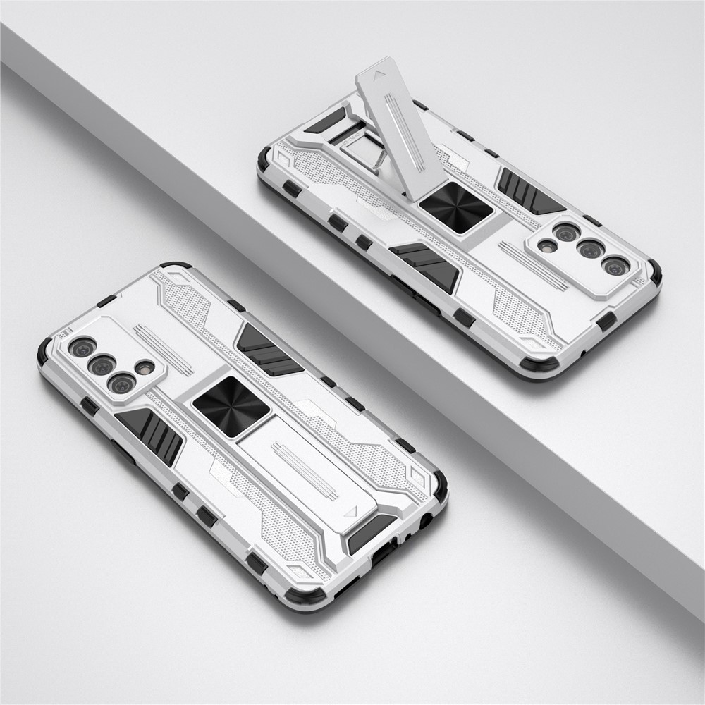 Crash-proof PC + TPU Hybrid Phone Case Protective Cover with Kickstand for Oppo K9 - Silver-7