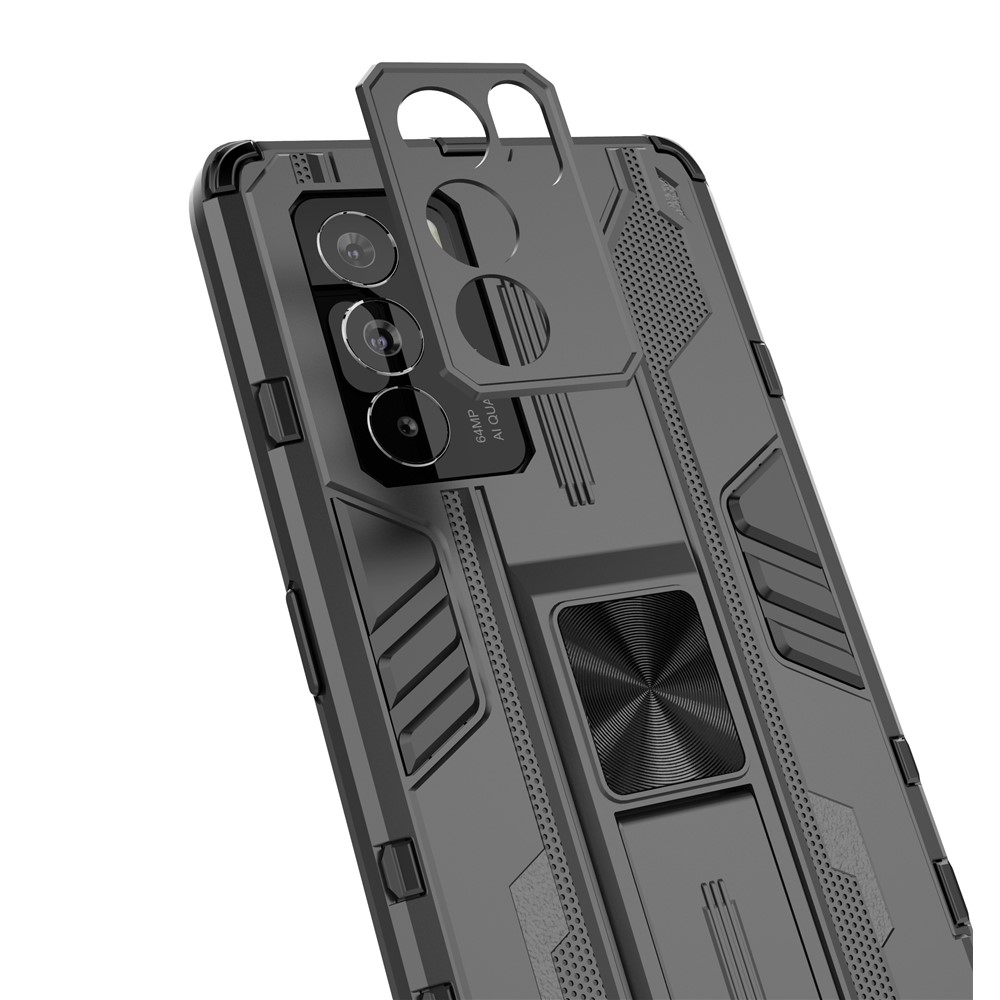Military Grade Dual Layer Shockproof PC + TPU Hybrid Kickstand Protective Cover for Oppo Reno6 Pro 5G - Black-6