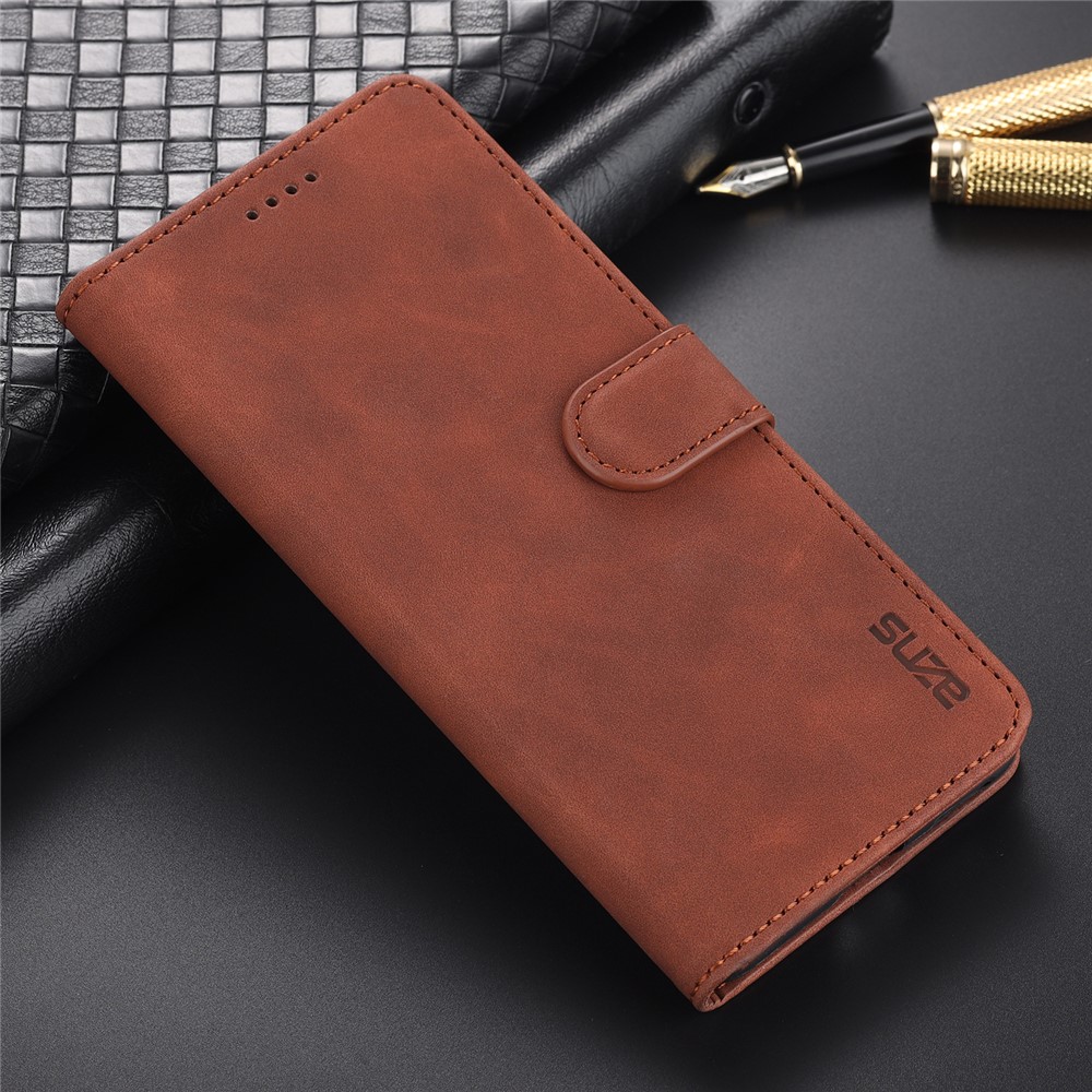 AZNS PU Leather Wallet Phone Cover Stand Case Protector for vivo X60 5G / X60 Pro 5G (Global) - Brown-2