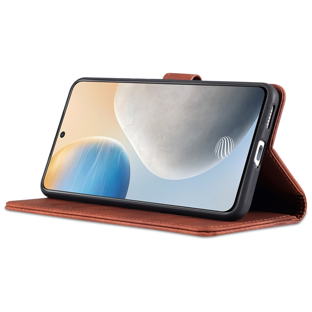 AZNS PU Leather Wallet Phone Cover Stand Case Protector for vivo X60 5G / X60 Pro 5G (Global) - Brown-3