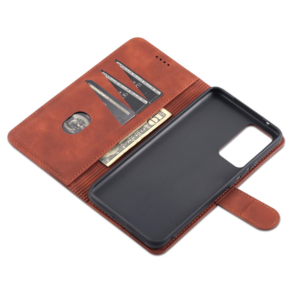 AZNS PU Leather Wallet Phone Cover Stand Case Protector for vivo X60 5G / X60 Pro 5G (Global) - Brown-6