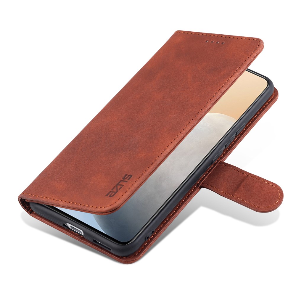 AZNS PU Leather Wallet Phone Cover Stand Case Protector for vivo X60 5G / X60 Pro 5G (Global) - Brown-9