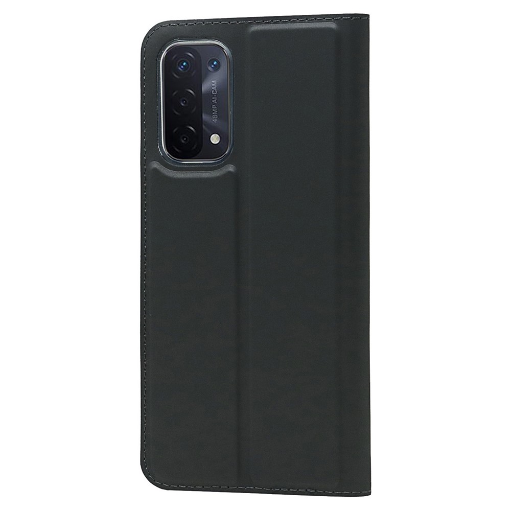 Auto-absorbed Leather Phone Cover Stand Case with Card Slot for Oppo A54 5G - Black-3
