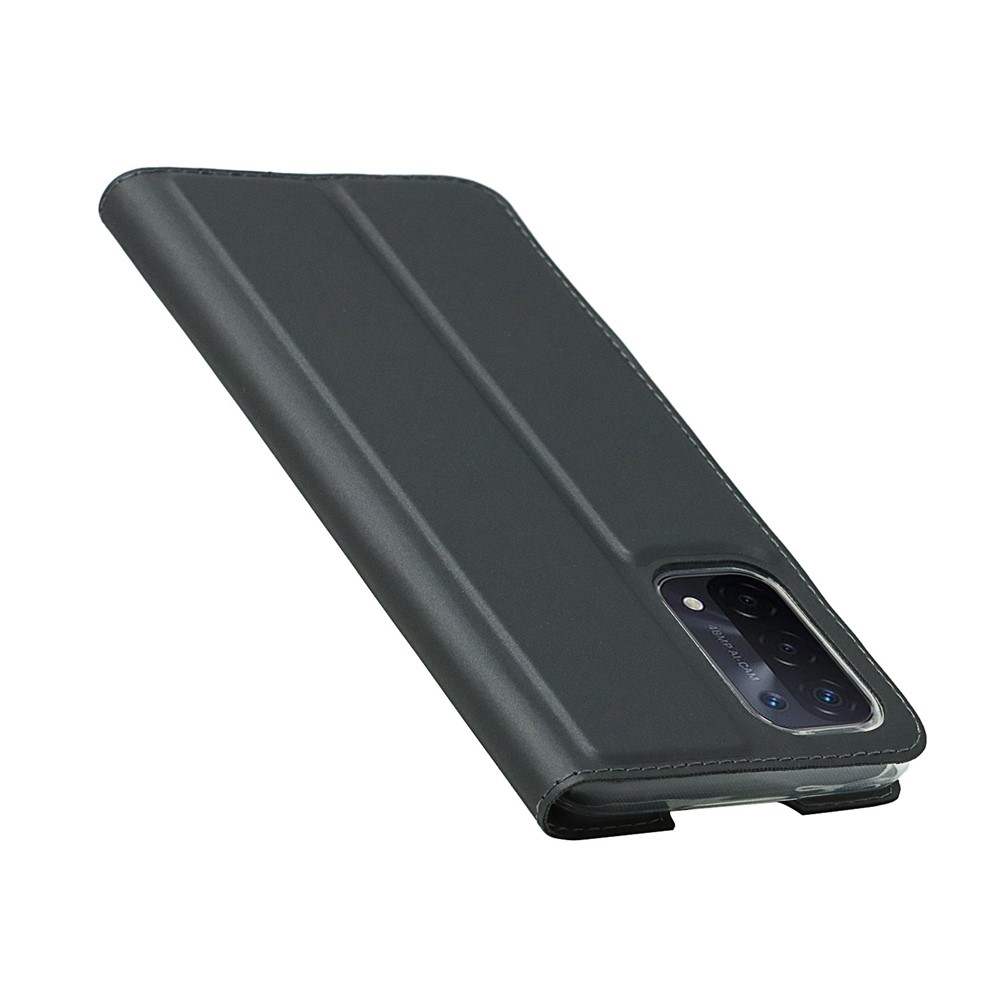 Auto-absorbed Leather Phone Cover Stand Case with Card Slot for Oppo A54 5G - Black-7