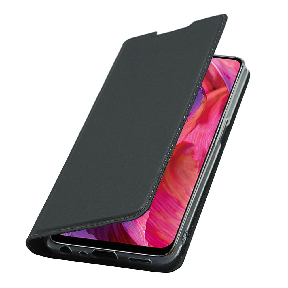 Auto-absorbed Leather Phone Cover Stand Case with Card Slot for Oppo A54 5G - Black-9