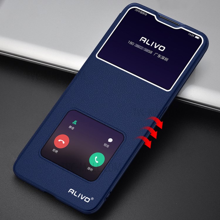 ALIVO Full Protective Wood Texture Leather Shell with Stand and View Window for Oppo Reno5 5G/Reno5 4G/Reno5 K/Find X3 Lite - Blue-2