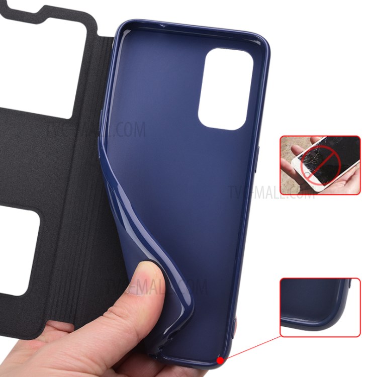 ALIVO Full Protective Wood Texture Leather Shell with Stand and View Window for Oppo Reno5 5G/Reno5 4G/Reno5 K/Find X3 Lite - Blue-5