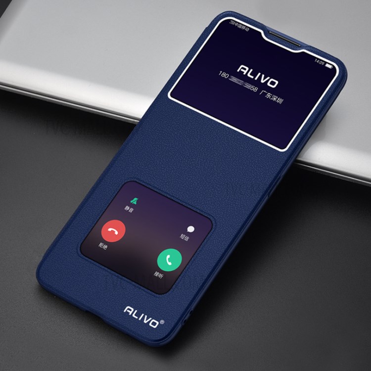 ALIVO Full Protective Wood Texture Leather Shell with Stand and View Window for Oppo Reno5 5G/Reno5 4G/Reno5 K/Find X3 Lite - Blue-7