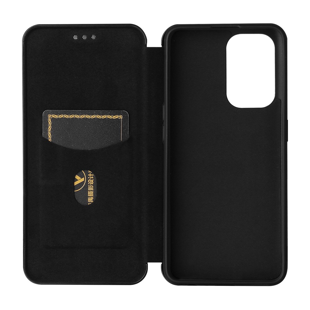 Carbon Fiber Texture Automatic Absorption Leather Stand Case with Card Slot and Ring Strap for Oppo A94 5G/F19 Pro+ 5G/Reno5 Z/A95 5G - Black-5
