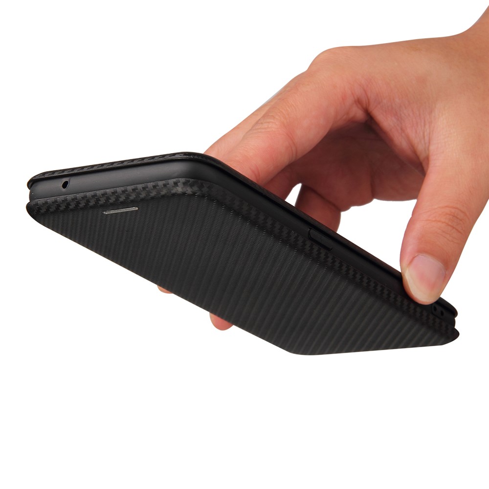 Carbon Fiber Texture Automatic Absorption Leather Stand Case with Card Slot and Ring Strap for Oppo A94 5G/F19 Pro+ 5G/Reno5 Z/A95 5G - Black-8