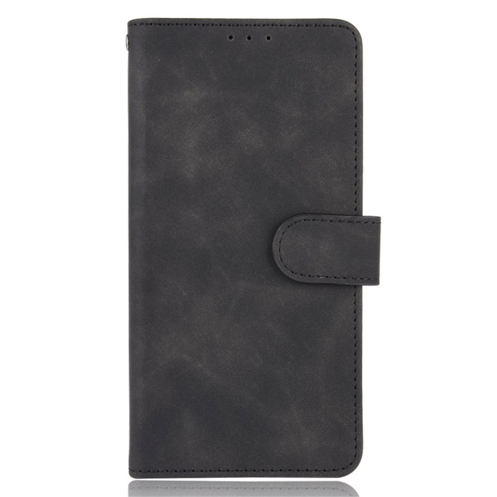 Skin-Touch Feeling Wallet Folio Flip Leather Stand Phone Case for vivo V21e - Black-2