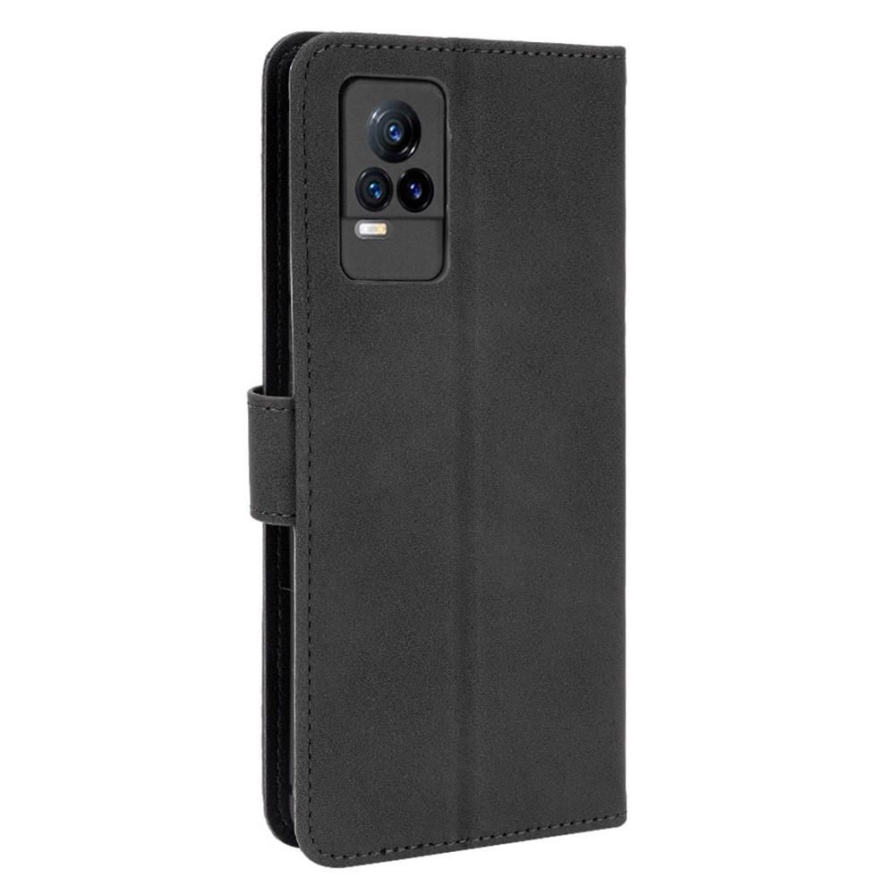 Skin-Touch Feeling Wallet Folio Flip Leather Stand Phone Case for vivo V21e - Black-3