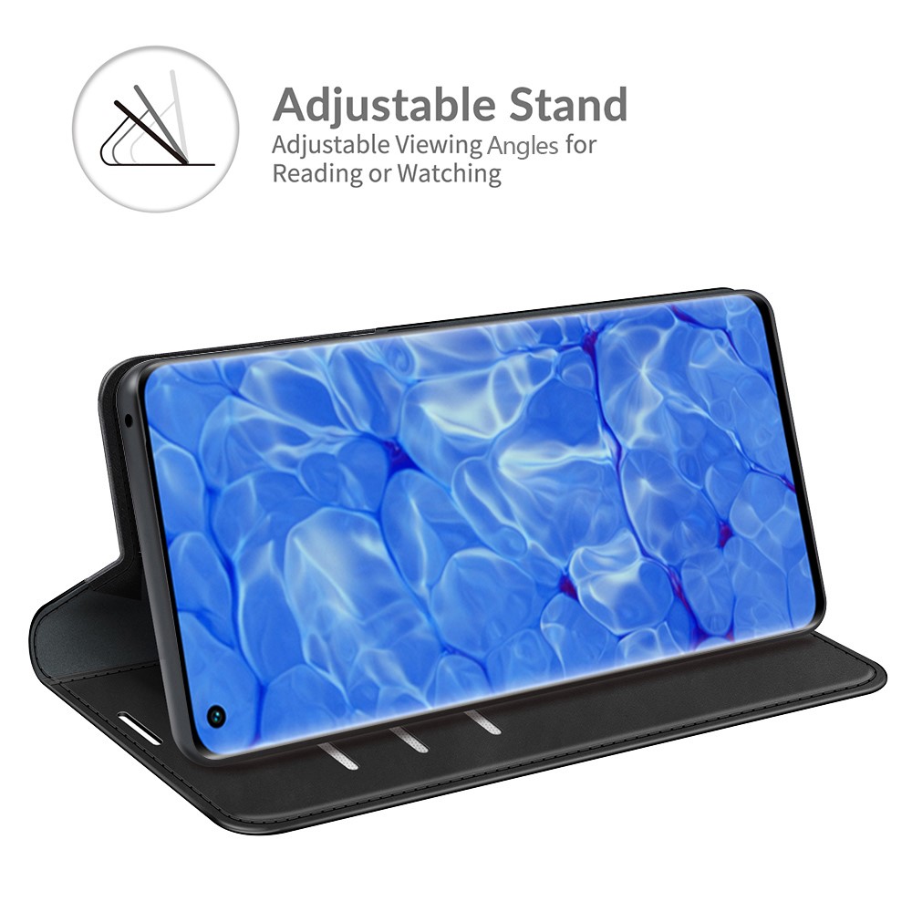 Skin-touch Feeling Strong Magnet Folio Wallet Protective Phone Case for Oppo Reno6 Pro+ 5G - Black-5